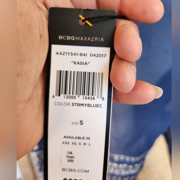 BCBGMAXAZRIA Kasia Handkerchief-sleeve Silk Chiffon Wrap Top Stormy Blue Combo - Picture 4 of 6